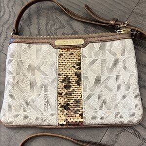 Michael Kors Cream and Gold Crossbody Bag